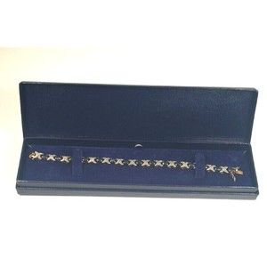 DBJ 925 Sterling Silver Gold Plated Bracelet 15 Sapphire/15 Diamonds-Sz.7.0-7.9g